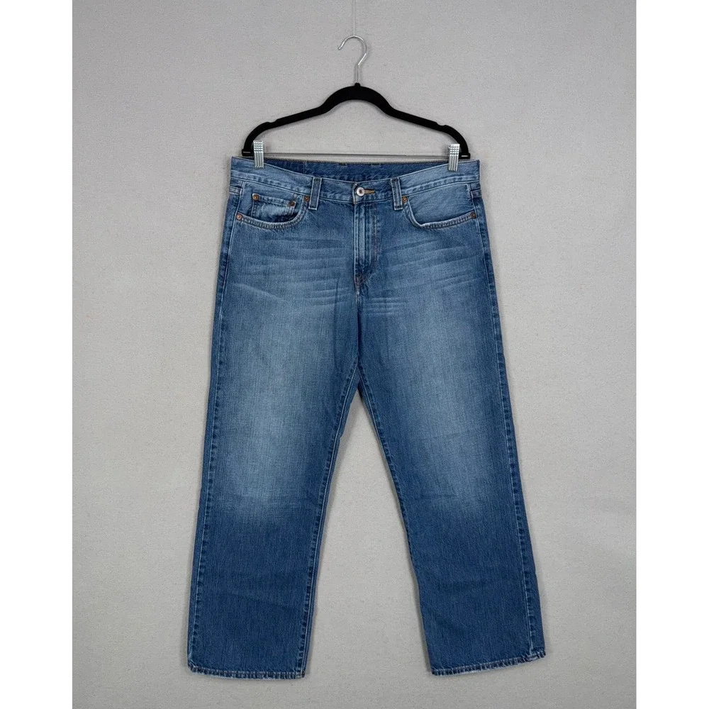 Lucky Brand Jeans Mens 34 Blue Woodsmen Vintage Straight Leg Denim Workwear